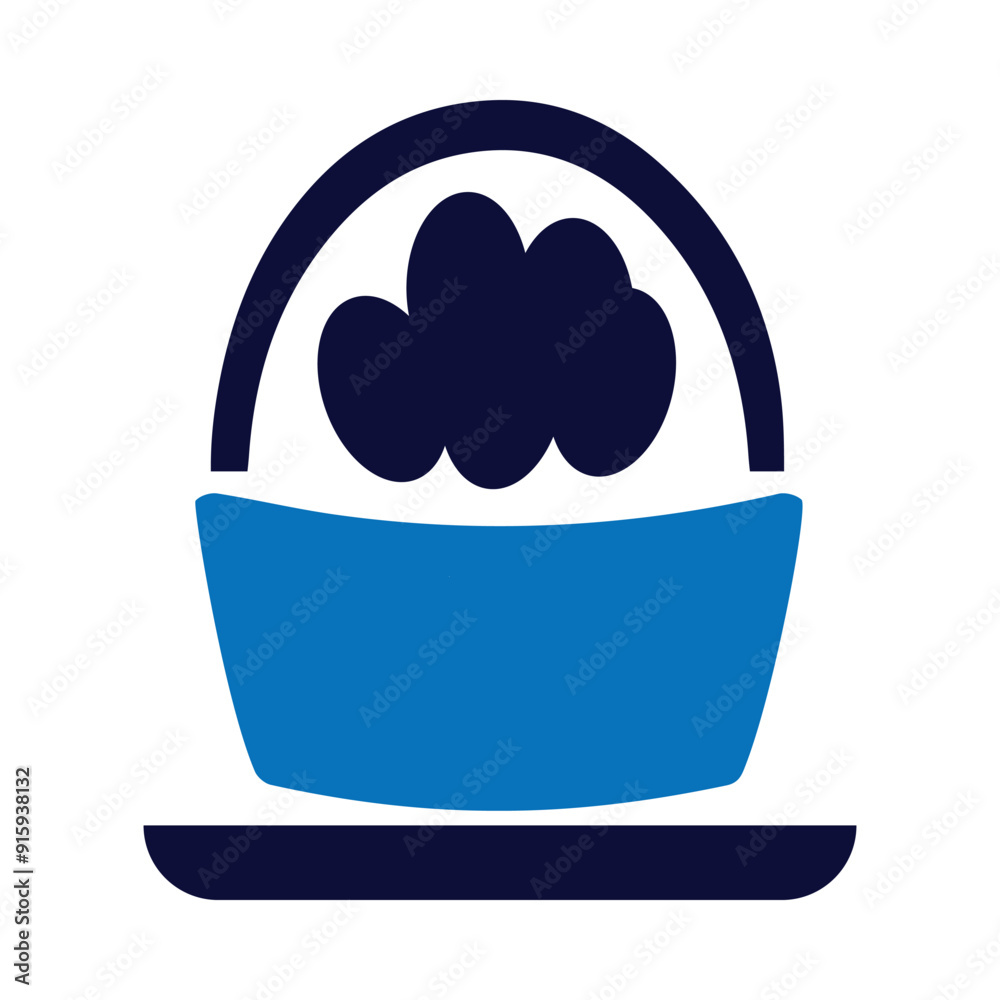 decorated, basket, traditional basket, traditional basket with decorated eggs icon