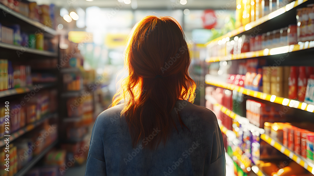 Woman's view relaxing grocery purchase Woman's view relaxing grocery purchase