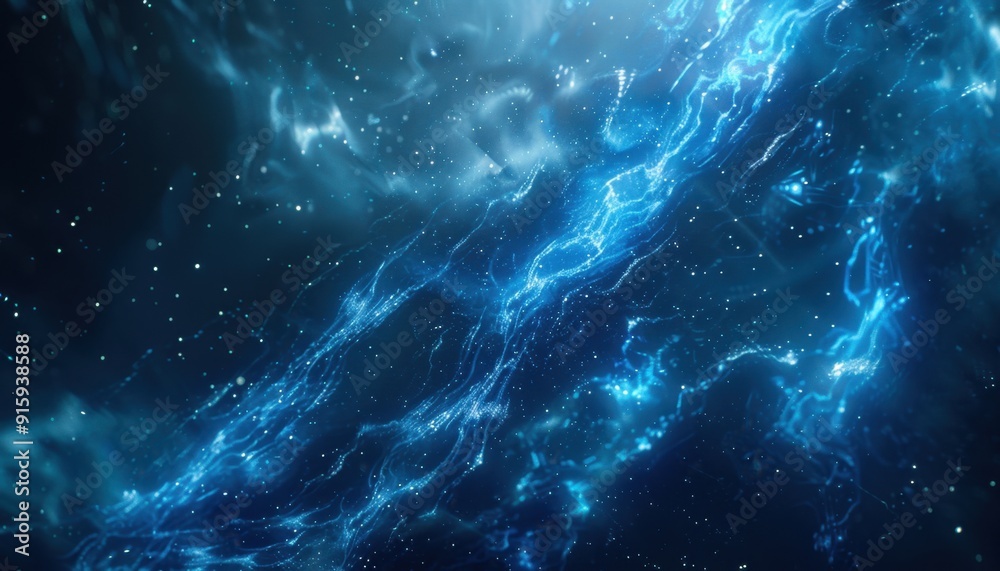 Dynamic blue light waves flowing through a dark cosmic space Dynamic blue light waves flowing through a dark cosmic space