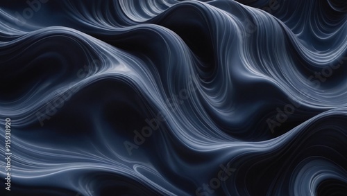 Midnight Blue Fluid Waves Abstract Organic Texture Pattern