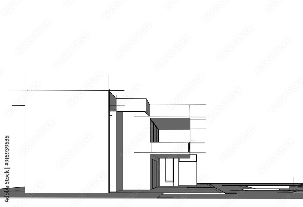 architectural sketch of a house