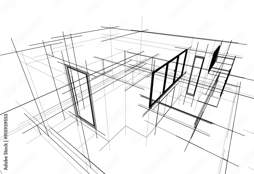 architectural sketch of a house