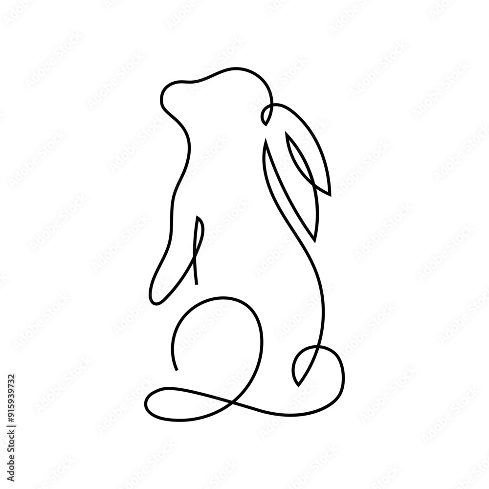 linear continuous design of bunny in black color with transparent background linear continuous design of bunny in black color with transparent background