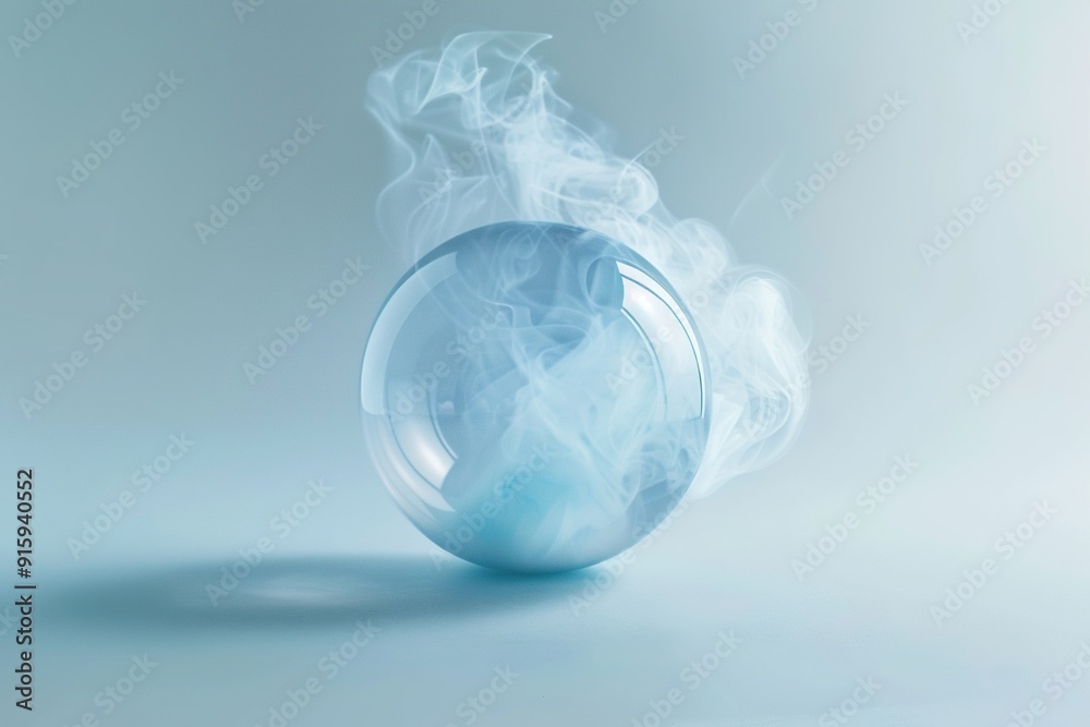 Transparent glass ball emitting smoke Transparent glass ball emitting smoke