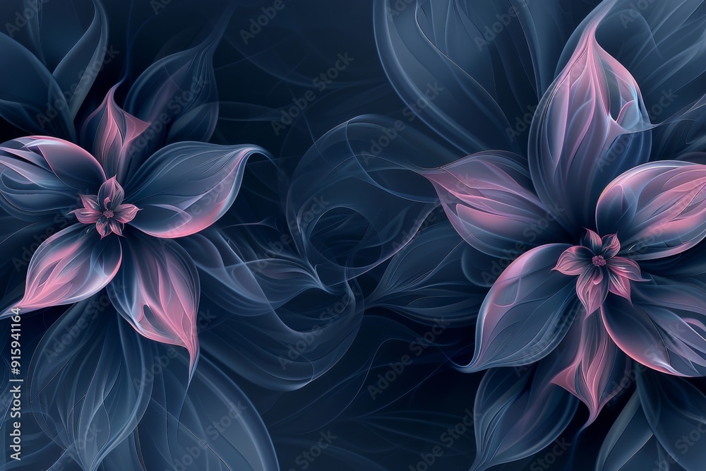 Floral design in dark blue and pink with flowing lines and delicate gradients, creating a romantic background ideal for digital art, backgrounds, and creative projects Floral design in dark blue and pink with flowing lines and delicate gradients, creating a romantic background ideal for digital art, backgrounds, and creative projects