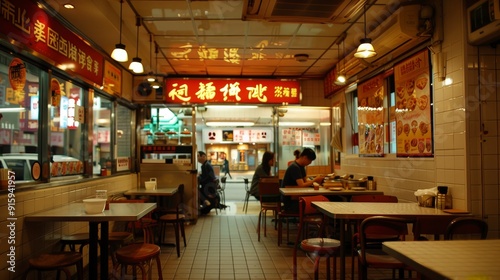 Fototapeta Naklejka Na Ścianę i Meble -  Traditional Hong Kong Dining Experience in a Small Restaurant