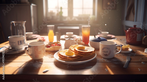 Morning breakfast scene with spills being wiped up effortlessly, showcasing the practicality.