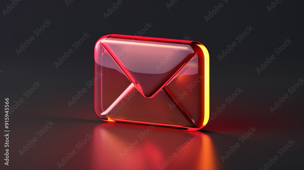 3D-rendered red and gold icons of messages and letters with a red and black background 3D-rendered red and gold icons of messages and letters with a red and black background