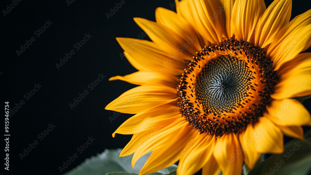 Obraz premium Professional Sunflower Photography with Dark Backdrop
