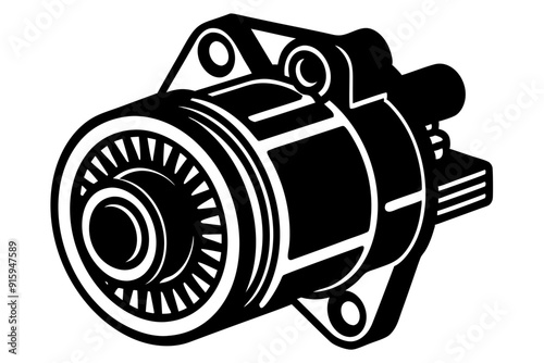 starter motor vector silhouette, starter motor vector symbol black isolated on white background