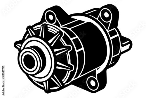 starter motor silhouette, starter motor vector illustration