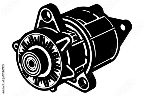 starter motor silhouette, starter motor vector illustration