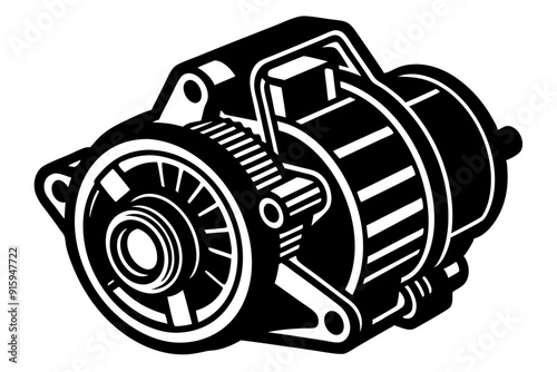 starter motor silhouette, starter motor vector illustration