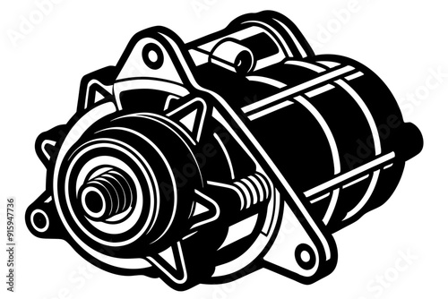 starter motor silhouette, starter motor vector illustration
