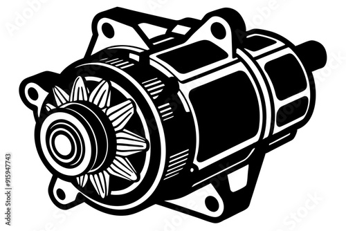 starter motor silhouette, starter motor vector illustration