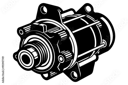 starter motor silhouette, starter motor vector illustration