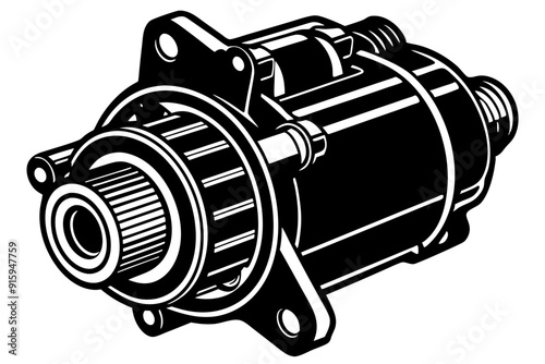 starter motor silhouette, starter motor vector illustration