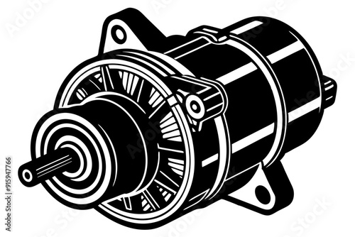 starter motor silhouette, starter motor vector illustration