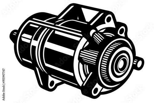 starter motor silhouette, starter motor vector illustration