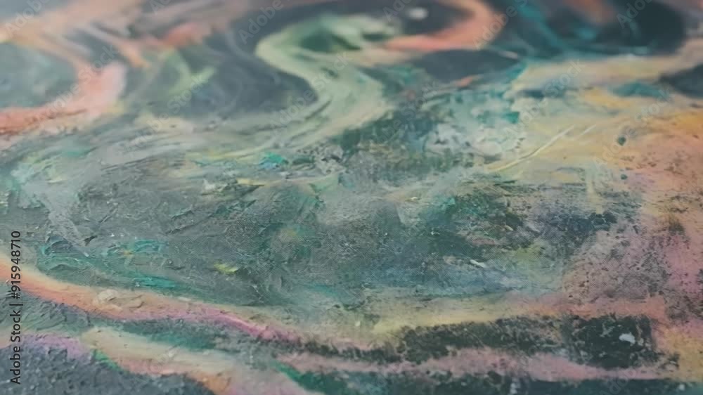 Slow pan across a chalkcovered table capturing the colorful and textured patterns created by different layers of chalk dust. Slow pan across a chalkcovered table capturing the colorful and textured patterns created by different layers of chalk dust.