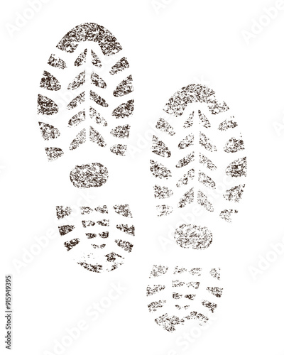 Abstract grunge shoe print isolated on white background
