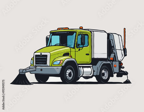 Modern Street Sweeper Truck Illustration