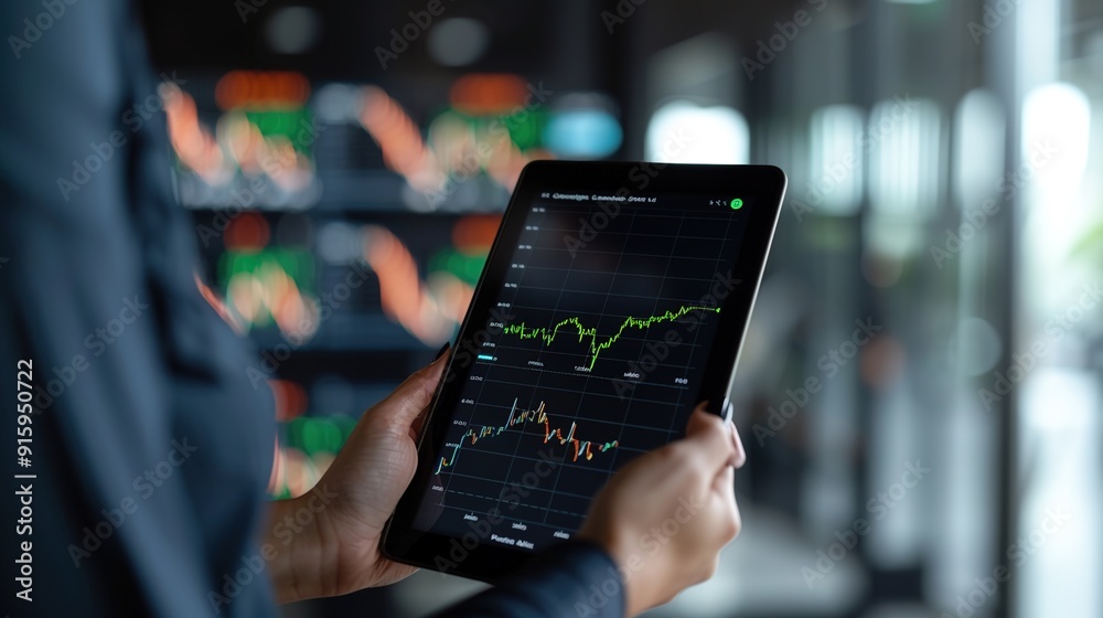 Financial Success in the Digital Age - Hands Holding Tablet Showing Earnings Percentage Increase Financial Success in the Digital Age - Hands Holding Tablet Showing Earnings Percentage Increase