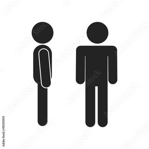 Bundle set pictogram man standing front and side view icon