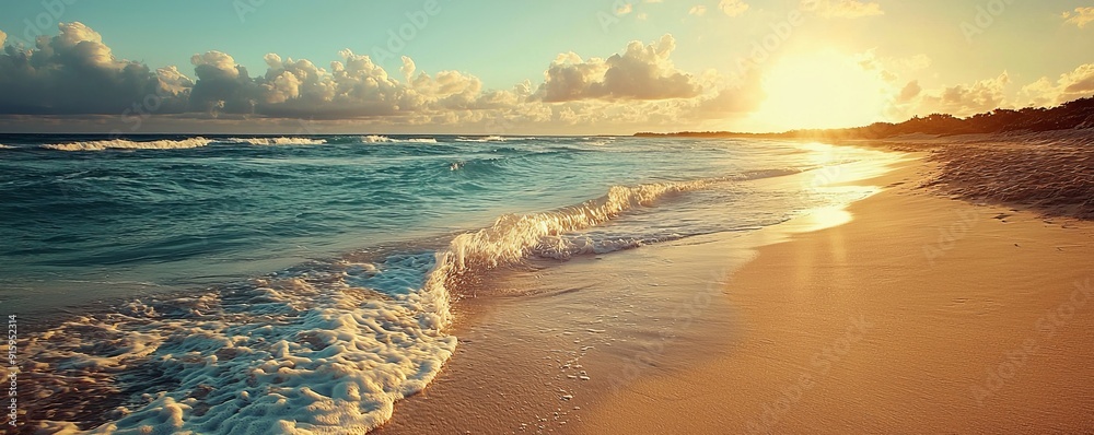 Obraz premium Peaceful beach at sunset