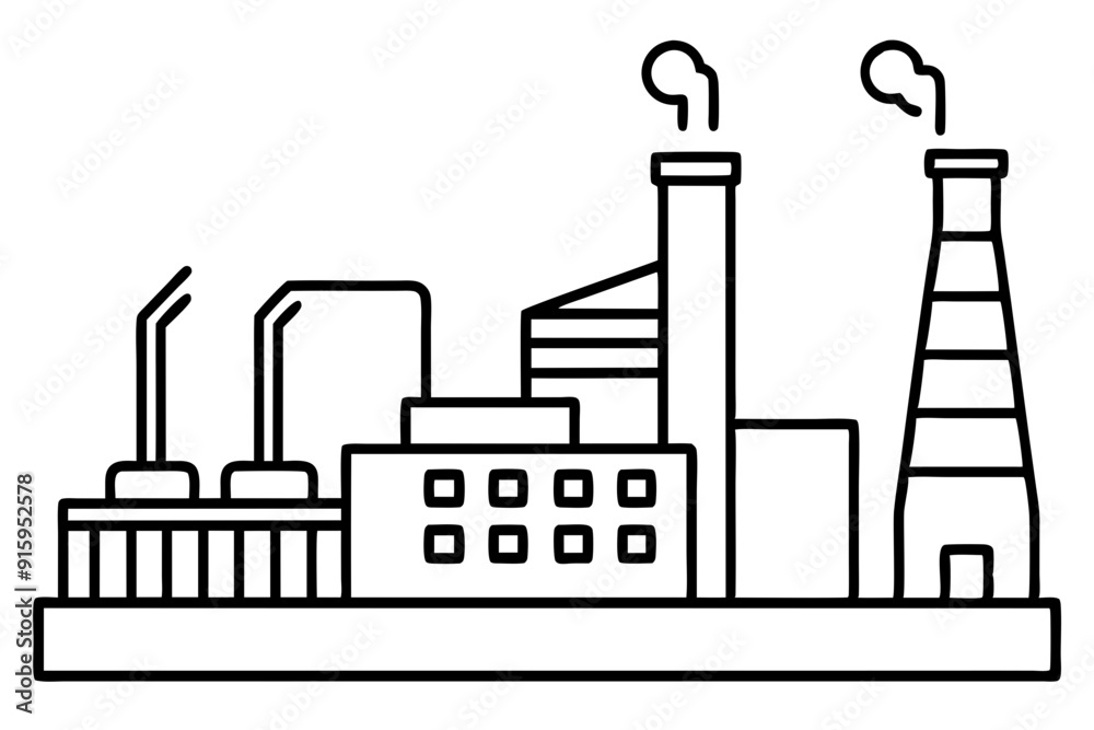 Factory building silhouette vector illustration, factory icon, environmental pollution
Factory building silhouette vector illustration, factory icon, environmental pollution