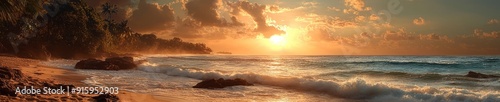 Peaceful beach at sunset