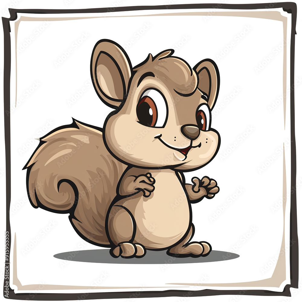 Cartoon Illustration of a Brown Squirrel with a Big Smile. Cartoon Illustration of a Brown Squirrel with a Big Smile.
