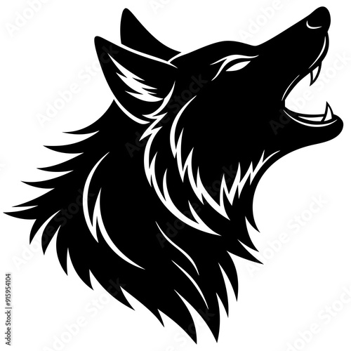 Wallpaper Mural Wolf Head Howling Silhouette Vector, Wolf Head icon Torontodigital.ca