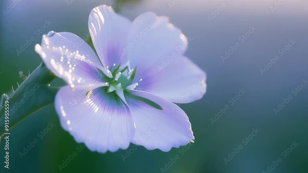 Drops of dew cling to the delicate curves of a morning glory its vibrant purple and white petals unfurling towards the sky. Drops of dew cling to the delicate curves of a morning glory its vibrant purple and white petals unfurling towards the sky.