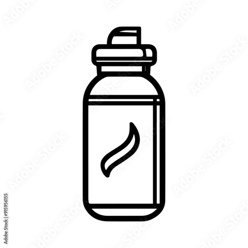 Thermos icon or modern line symbol. Vector line art and icon design with bold outline. Black and white Pixel Perfect minimalistic symbol isolated white background. Silhouette simple thin sign