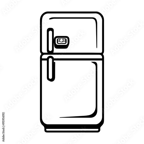 Refrigerator icon or modern line symbol. Vector line art and icon design with bold outline. Black and white Pixel Perfect minimalistic symbol isolated white background. Silhouette simple thin sign