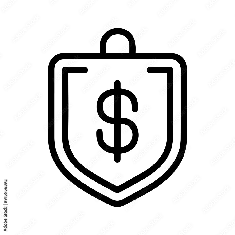 Money Secure icon or modern line symbol. Vector line art and icon design with bold outline. Black and white Pixel Perfect minimalistic symbol isolated white background. Silhouette simple thin sign