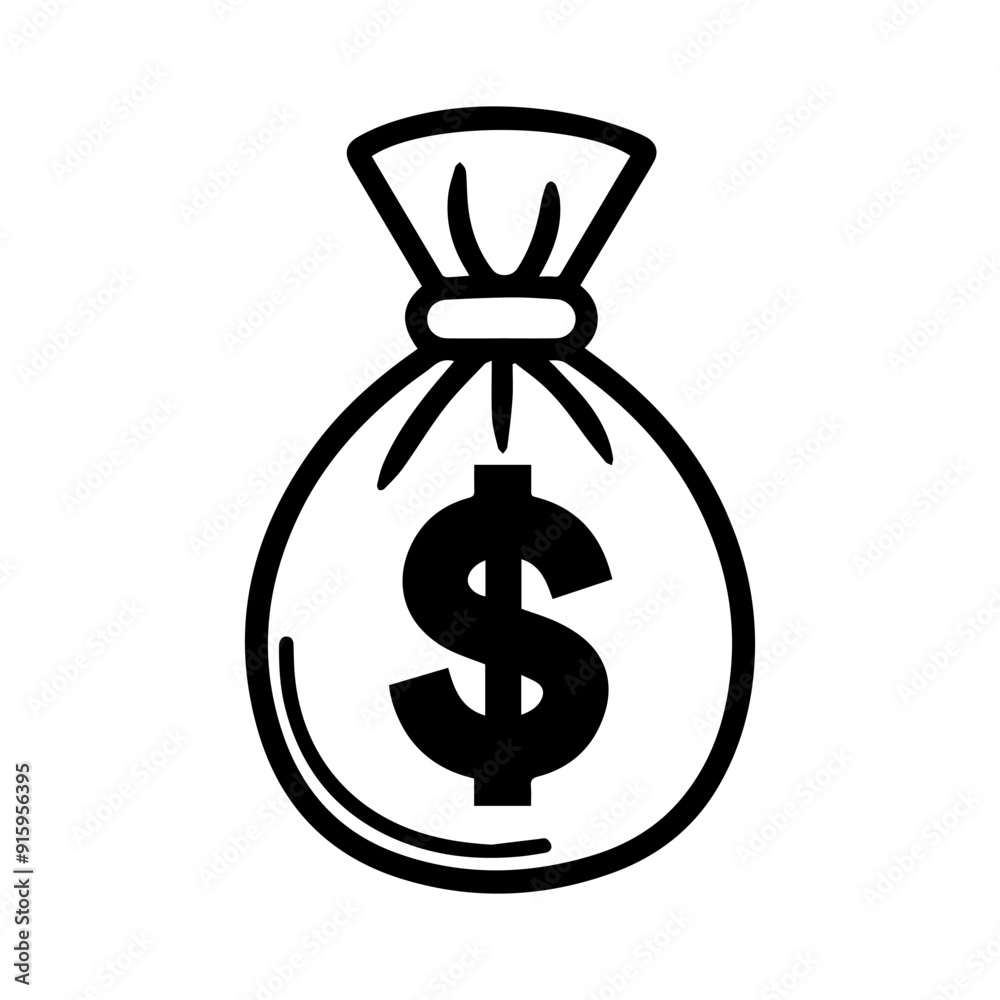 Money Bag icon or modern line symbol. Vector line art and icon design with bold outline. Black and white Pixel Perfect minimalistic symbol isolated white background. Silhouette simple thin sign Money Bag icon or modern line symbol. Vector line art and icon design with bold outline. Black and white Pixel Perfect minimalistic symbol isolated white background. Silhouette simple thin sign
