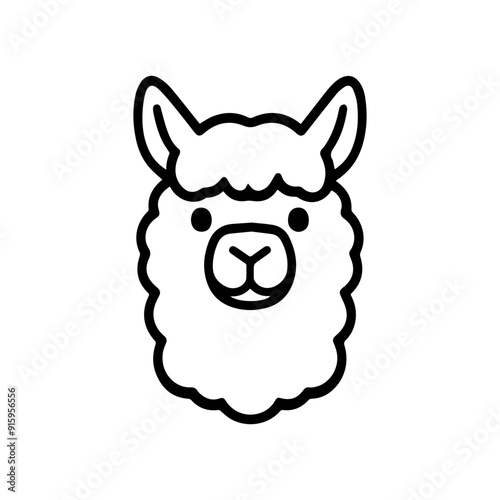 alpaca icon or modern line symbol. Vector line art and icon design with bold outline. Black and white Pixel Perfect minimalistic symbol isolated white background. Silhouette simple thin sign