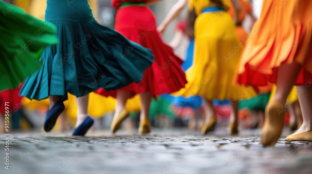 Obraz premium Enchanting Irish Dancers in Vibrant Attire Celebrating Saint Patrick's Day with Cultural Expression