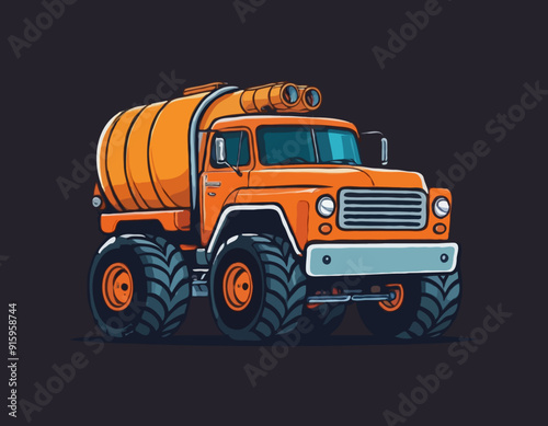 Cartoon happy cistern truck like monster truck isolated on white background