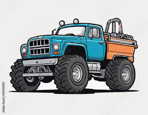 Cartoon happy cistern truck like monster truck isolated on white background