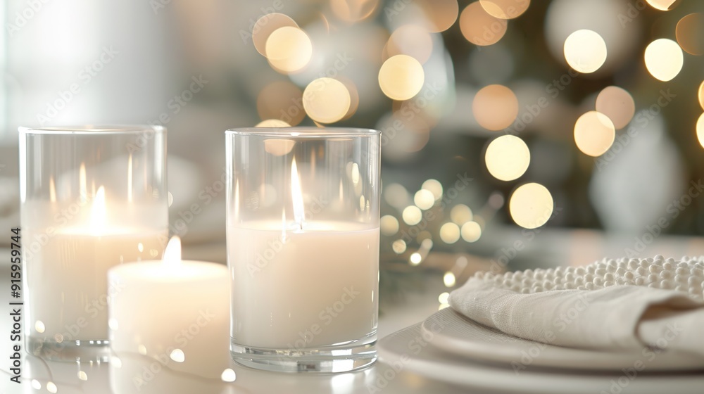 Cozy Holiday Table Setting with Candles Giving Warmth and Joy of the Season