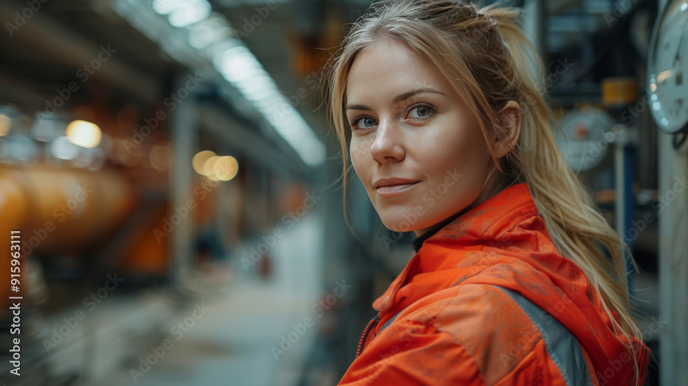 Fototapeta premium building site, building site manager, construcion site crane, color light-orange and strawberry-red.generative ai