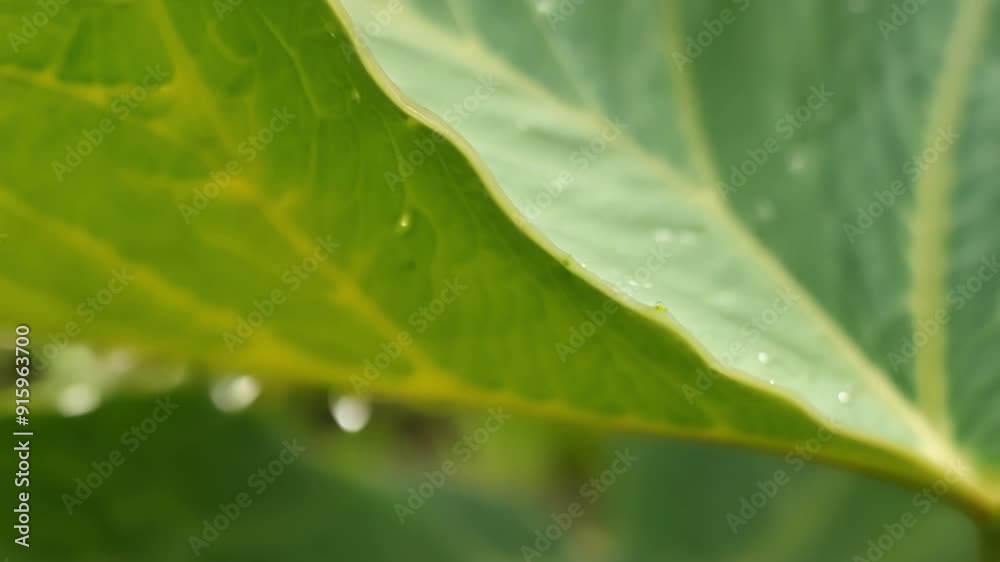 Closeup of a young leaf unraveling and stretching revealing rich shades of green and soft velvety texture. Closeup of a young leaf unraveling and stretching revealing rich shades of green and soft velvety texture.