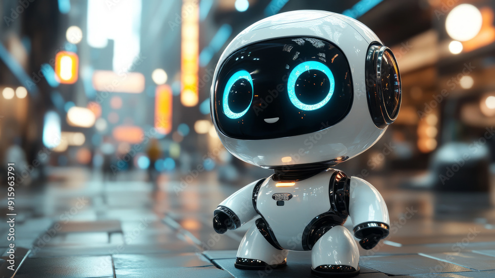 a happy and cute 3D cartoon AI robot.generative ai a happy and cute 3D cartoon AI robot.generative ai