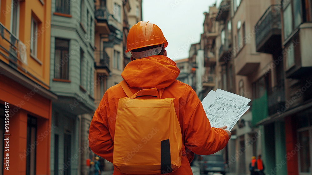 engineer or architect is shown from the back, intently reviewing plans or blueprints at their workspace, symbolizing dedication, focus, and expertise in their field engineer or architect is shown from the back, intently reviewing plans or blueprints at their workspace, symbolizing dedication, focus, and expertise in their field