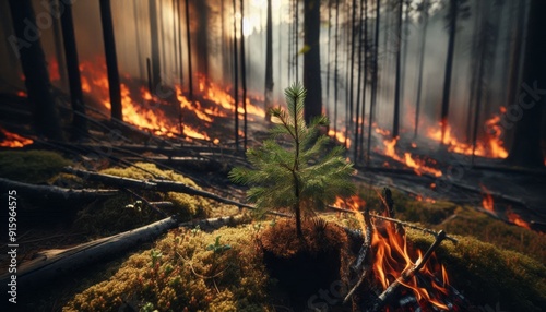 Burning forest wildfire woods