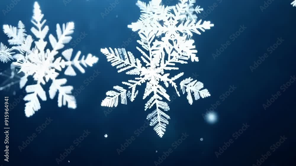 Sparkling snowflakes forming on a dark background their intricate patterns illuminated by a soft light. Sparkling snowflakes forming on a dark background their intricate patterns illuminated by a soft light.