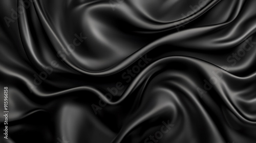 Black fabric texture with chaotic pattern, highlighting depth and contrast. Ideal for backgrounds or abstract designs, evoking a sense of mystery and complexity